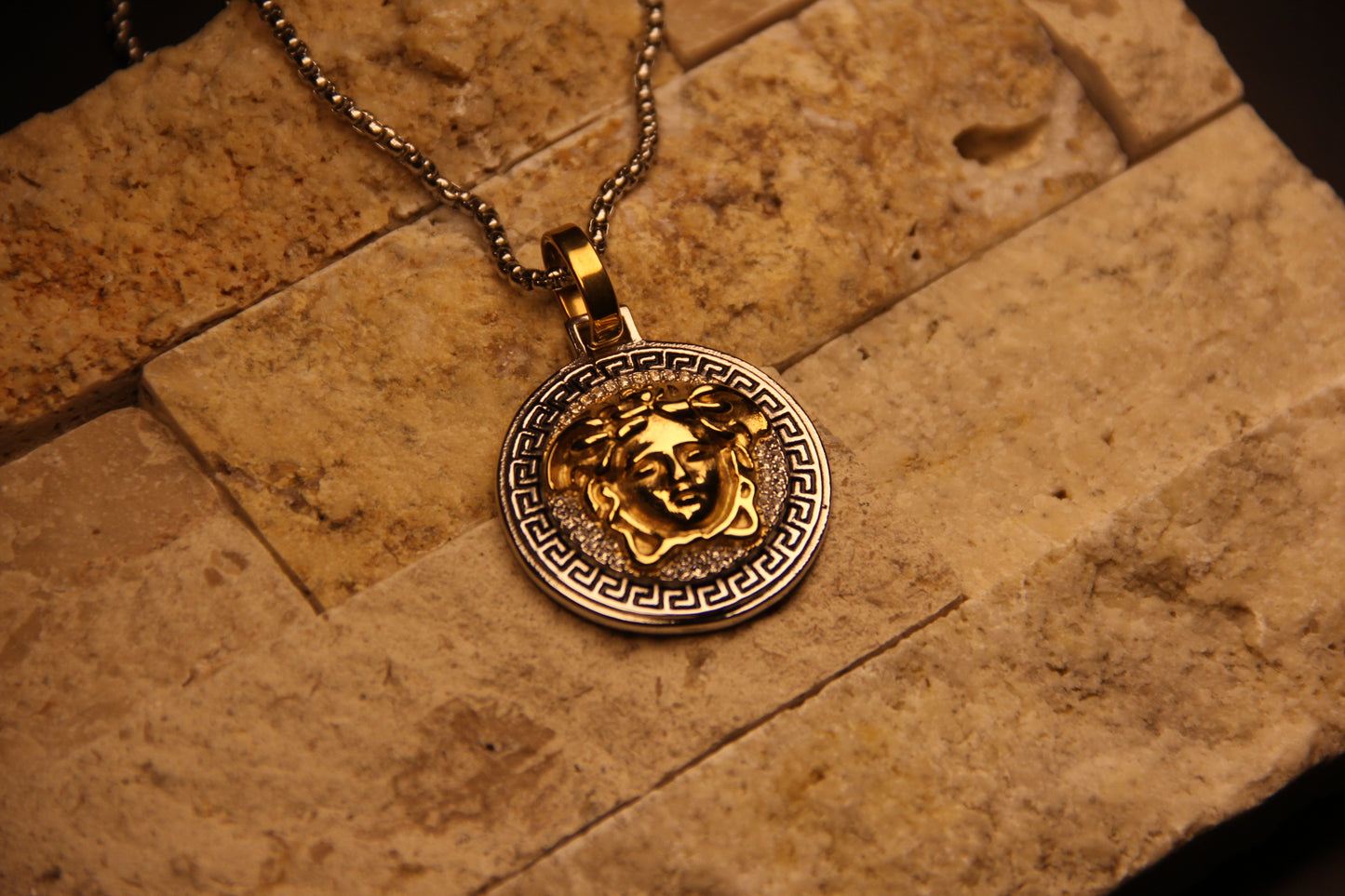 Iced Out Medusa Mens Waterproof Necklace