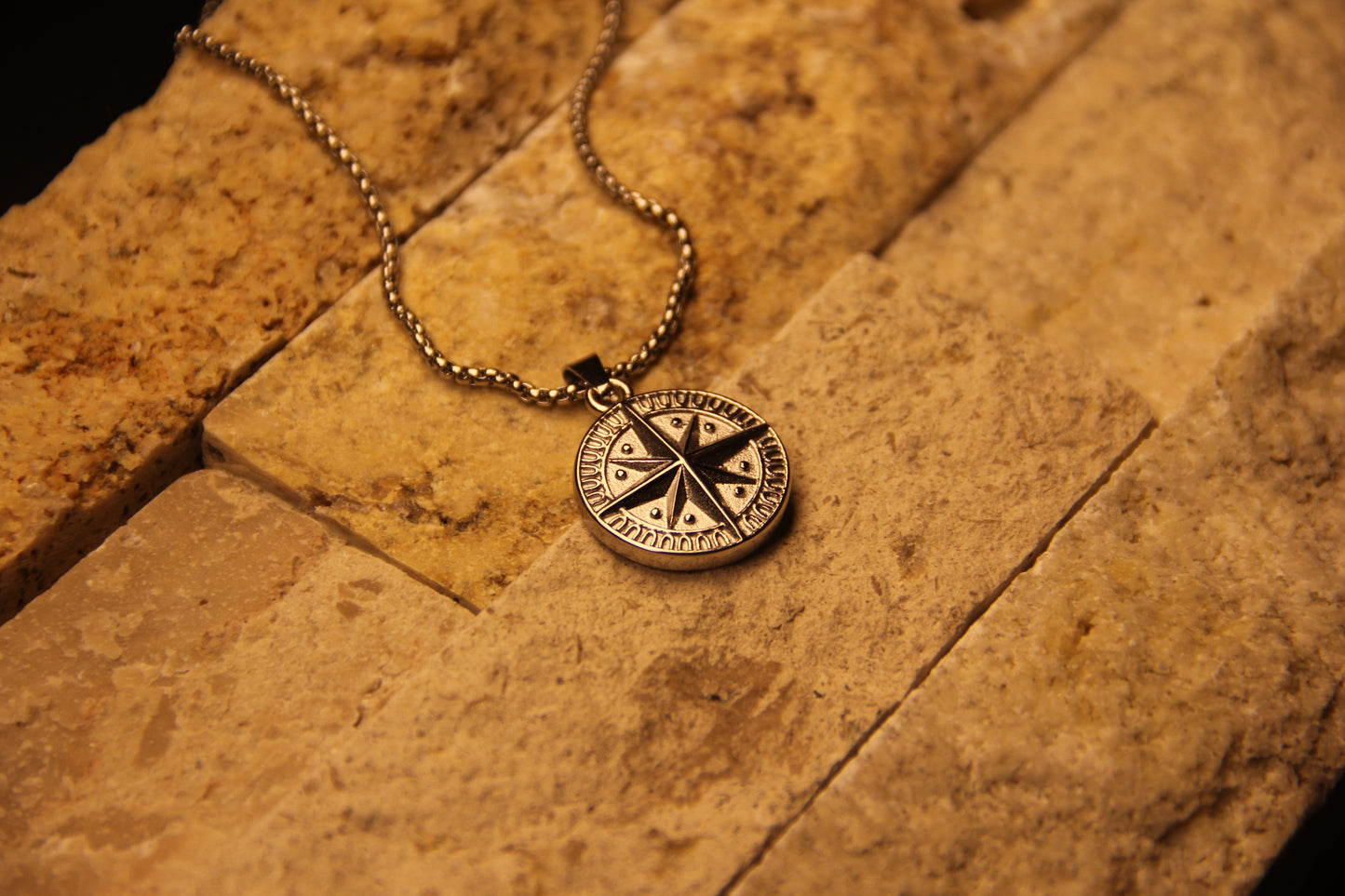 Compass Mens Waterproof Necklace
