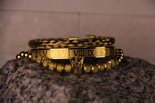 Crowned Mens Waterproof Bracelet Set